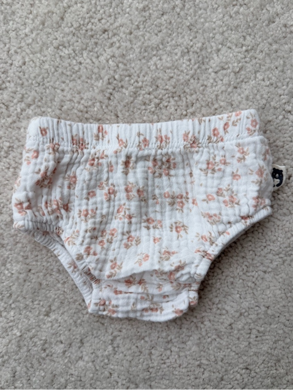 Rabbit + Bear Cream Floral Button-Front Romper Dress with Bloomers - Picture 7 of 9